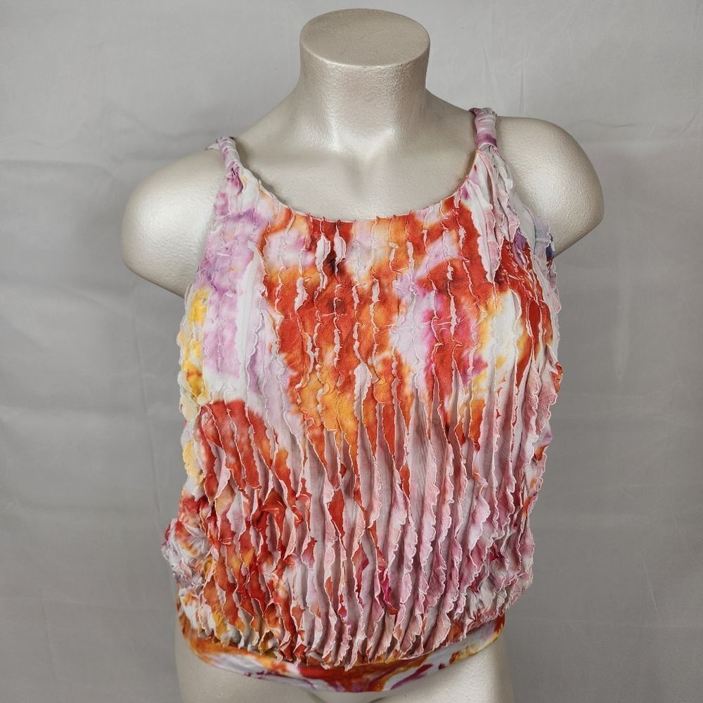 3/$25 Lane Bryant Multi Colored Ruffled Banded Hem Tank Top Sz 18/20